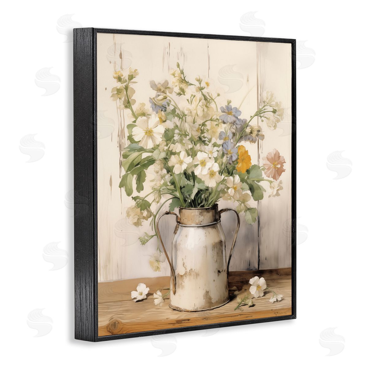 Country Canister Bouquet Black Frame Print Wall Art, Home Decor by Arlington Prints