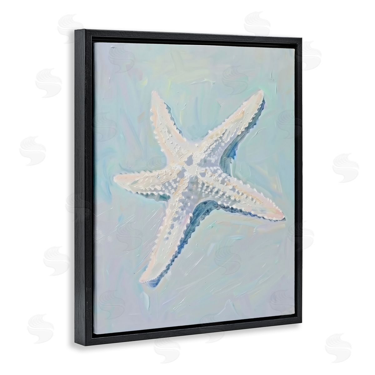 Coastal Starfish on Blue Black Floating Frame Canvas Wall Art, Home Decor by Arlington Prints