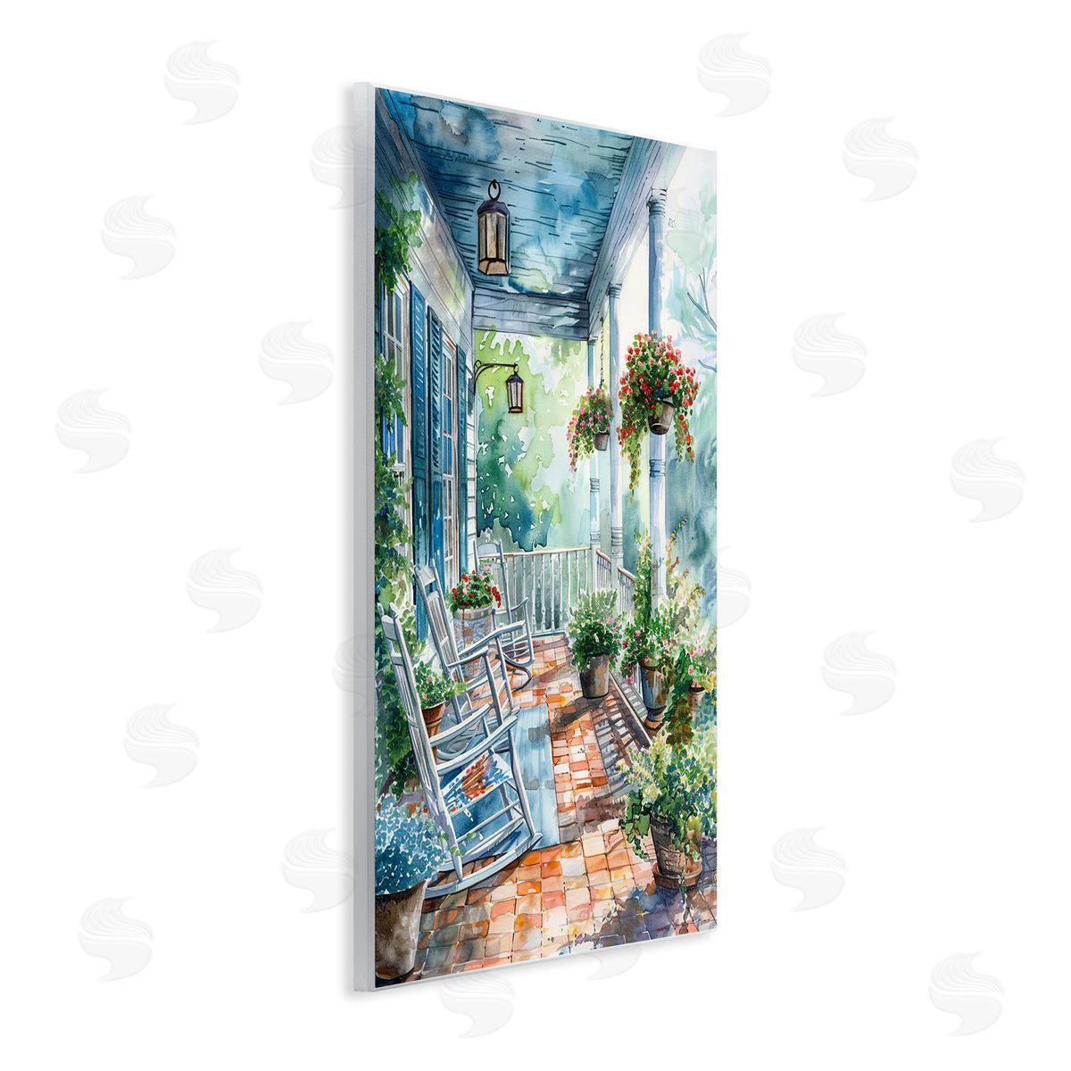 Potted Geraniums Porch Wood Plaque Wall Art, Home Decor by Franklyn Gregory