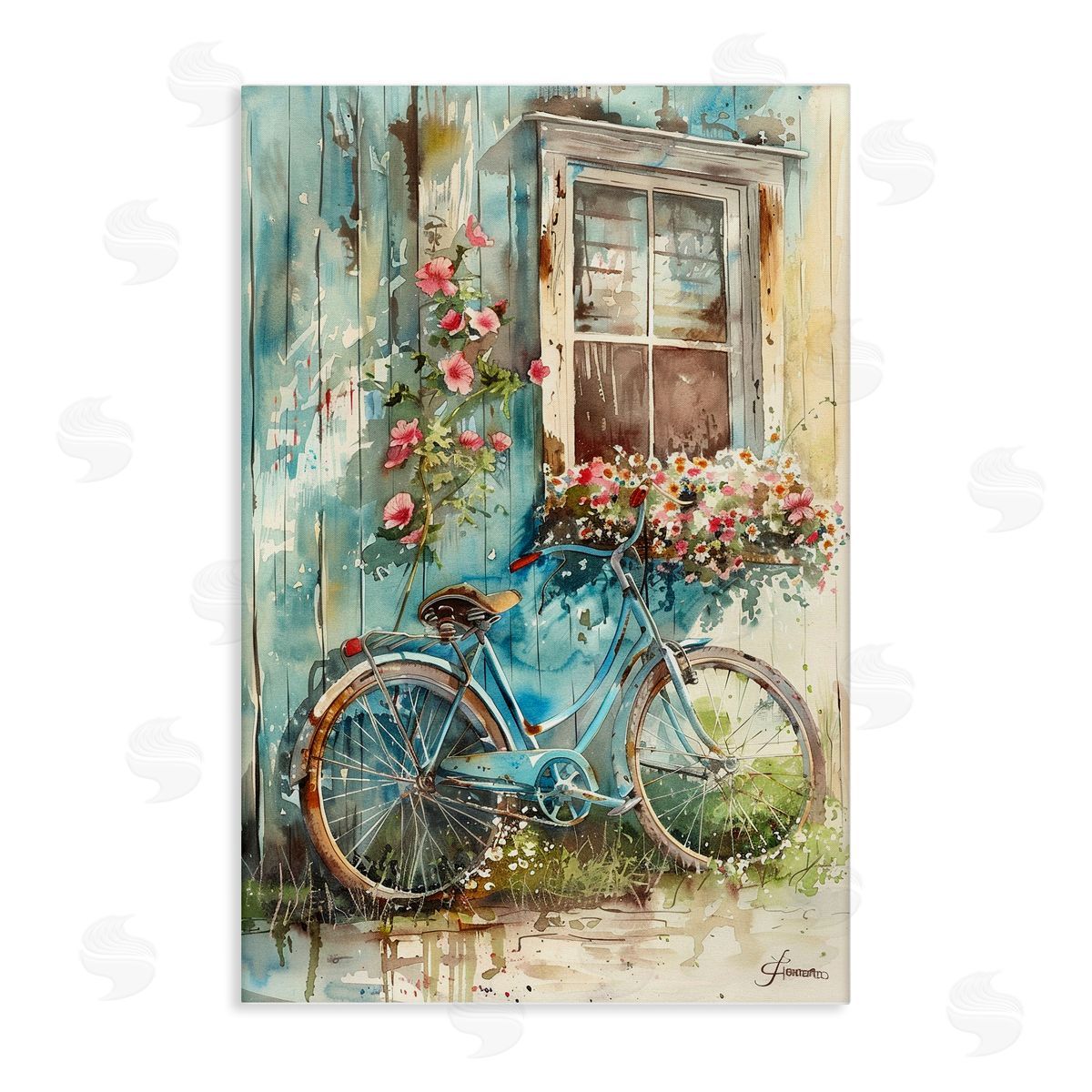 Leaning Spring Bicycle Canvas Wall Art, Home Decor by Franklyn Gregory