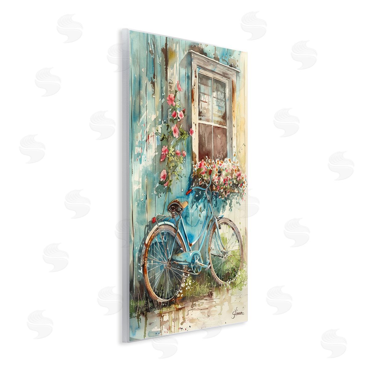 Leaning Spring Bicycle Wood Plaque Wall Art, Home Decor by Franklyn Gregory