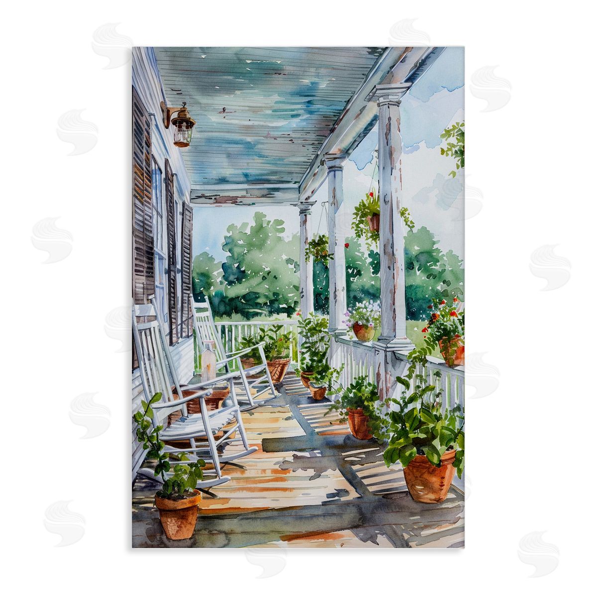 Summer Plant Filled Porch Canvas Wall Art, Home Decor by Franklyn Gregory
