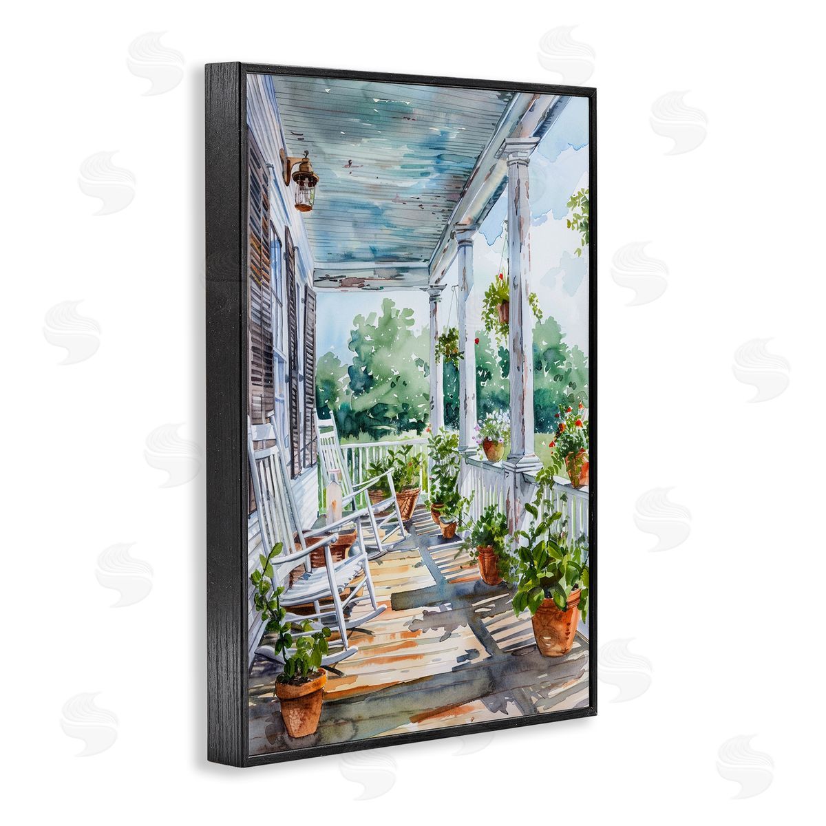 Summer Plant Filled Porch Black Frame Print Wall Art, Home Decor by Franklyn Gregory