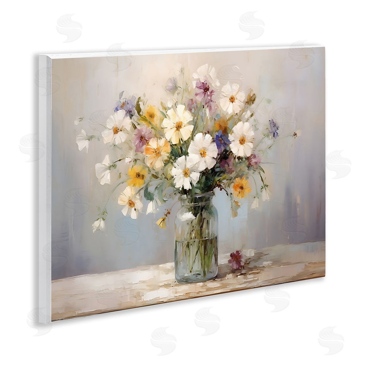 Wildflowers in Glass Jar Wood Plaque Wall Art, Home Decor by Franklyn Gregory
