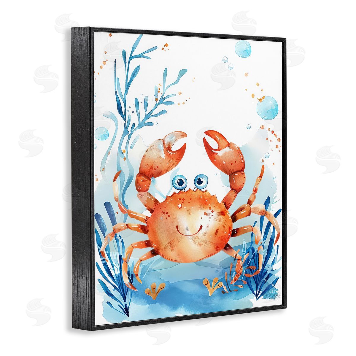 Smiling Crab Underwater Black Frame Print Wall Art, Home Decor by Franklyn Gregory