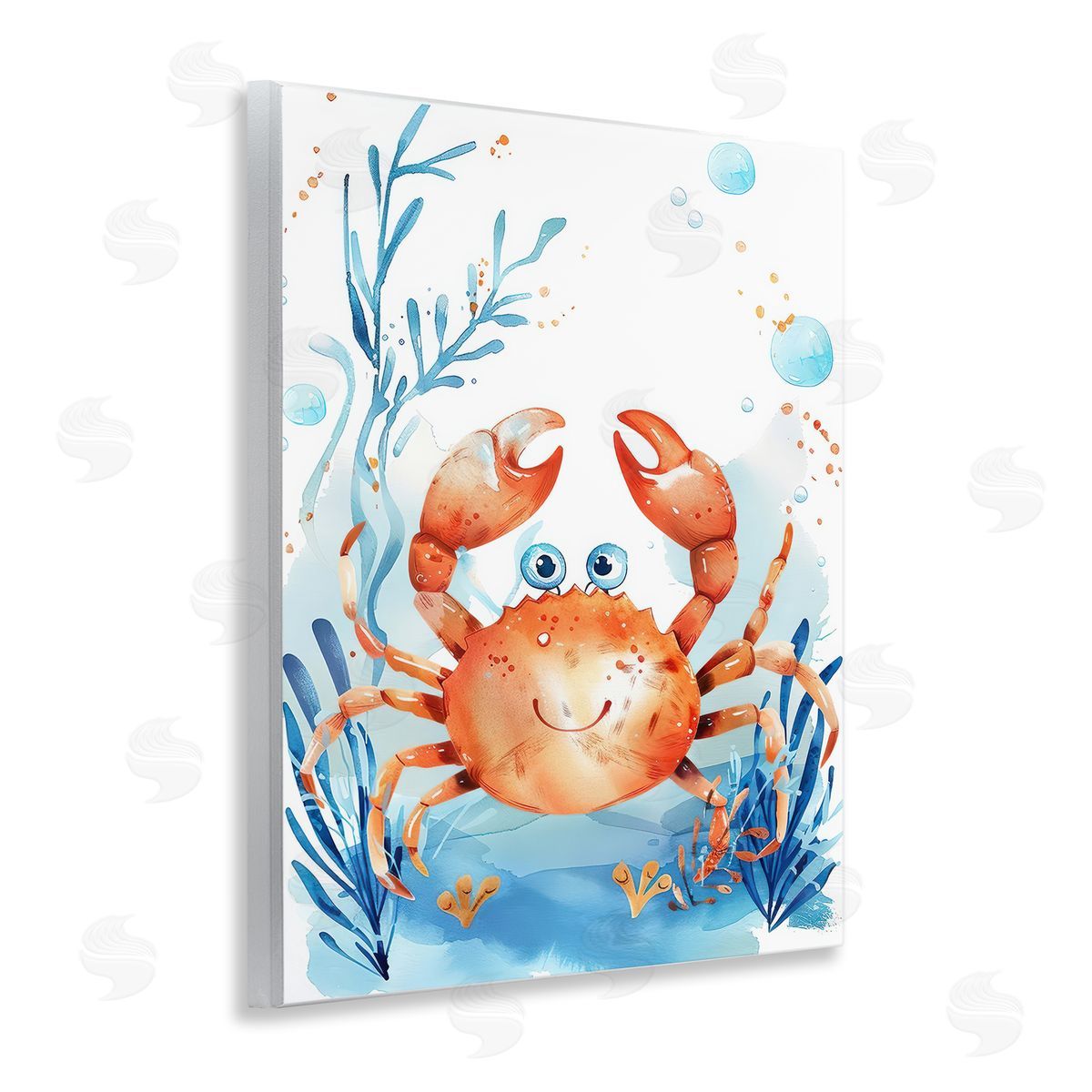 Smiling Crab Underwater Wood Plaque Wall Art, Home Decor by Franklyn Gregory