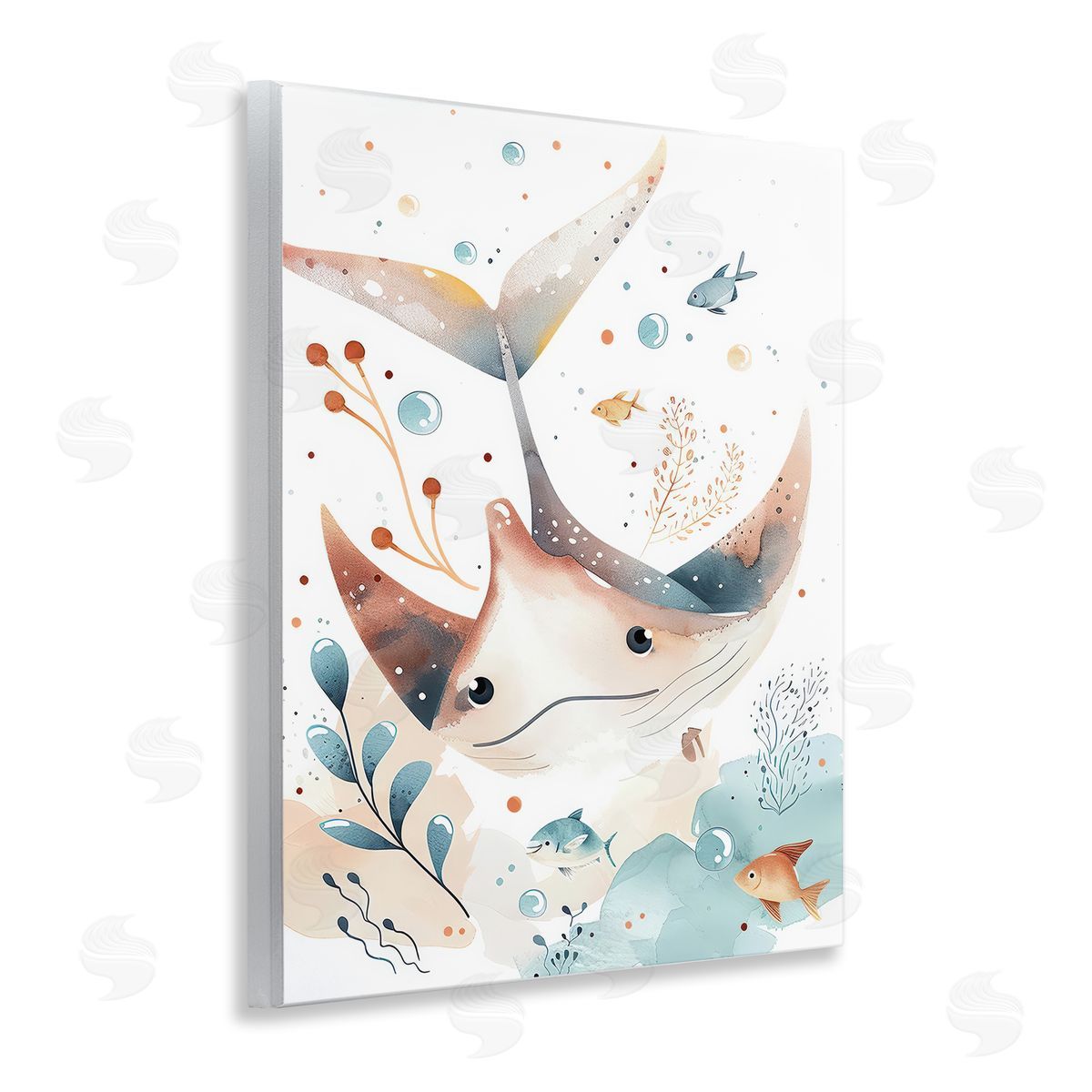 Smiling Manta Ray Wood Plaque Wall Art, Home Decor by Franklyn Gregory