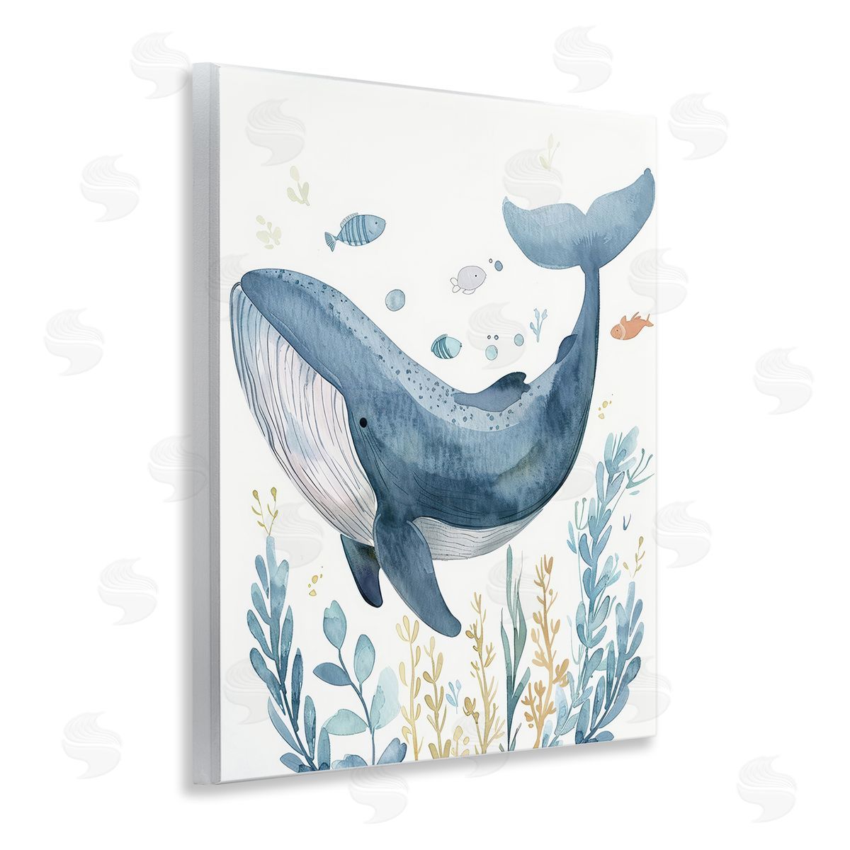 Curved Blue Whale Wood Plaque Wall Art, Home Decor by Franklyn Gregory
