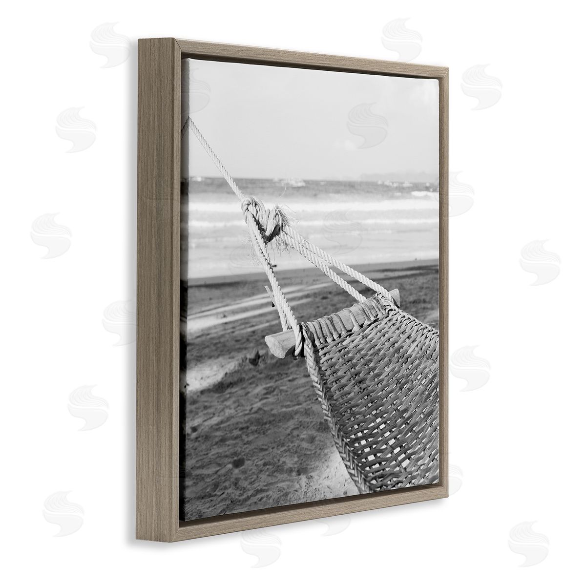 Hammock Lounging by Shore Brown Floating Frame Canvas Wall Art, Home Decor by LSR Design Studio