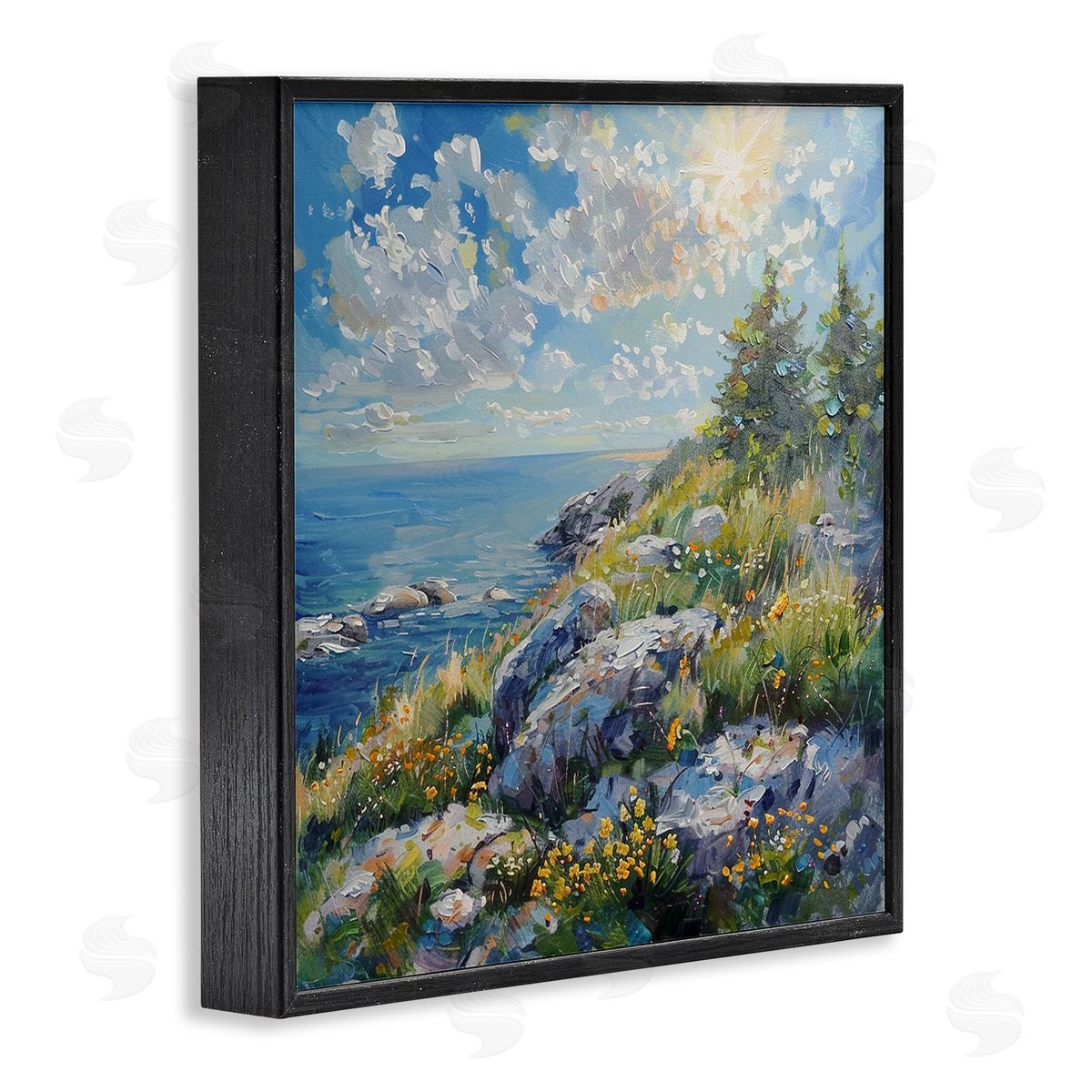 Cliffside Sea View Black Frame Print Wall Art, Home Decor by LSR Design Studio