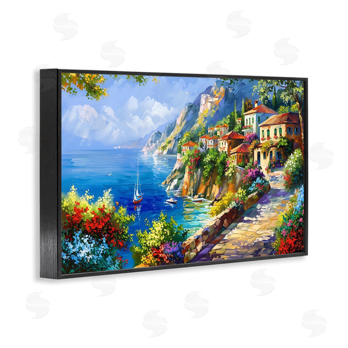 Panoramic Mountain View Black Frame Print Wall Art, Home Decor by LSR Design Studio