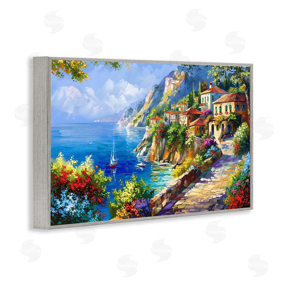 Panoramic Mountain View Grey Frame Print Wall Art, Home Decor by LSR Design Studio