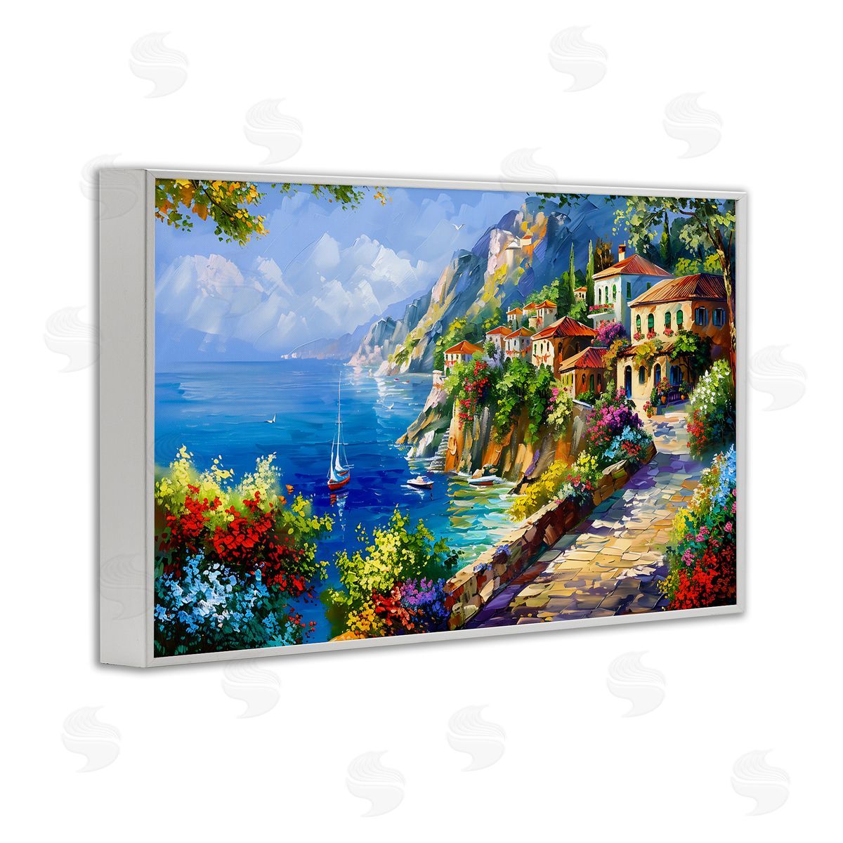 Panoramic Mountain View White Frame Print Wall Art, Home Decor by LSR Design Studio