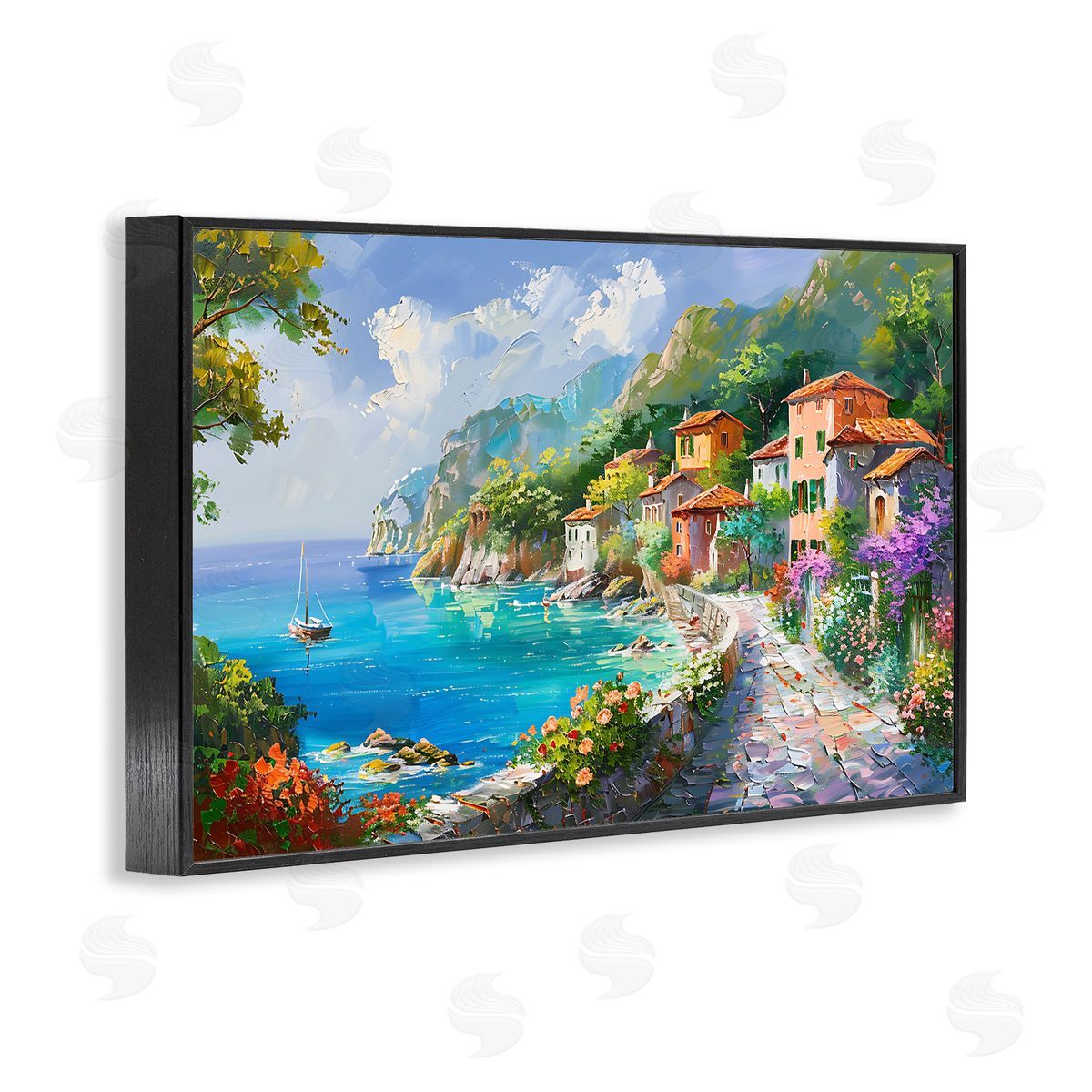 Pathway Along Coast Black Frame Print Wall Art, Home Decor by LSR Design Studio