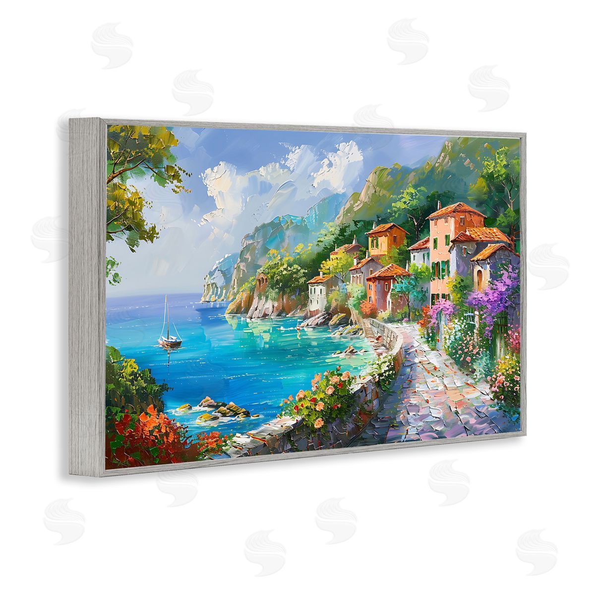 Pathway Along Coast Grey Frame Print Wall Art, Home Decor by LSR Design Studio