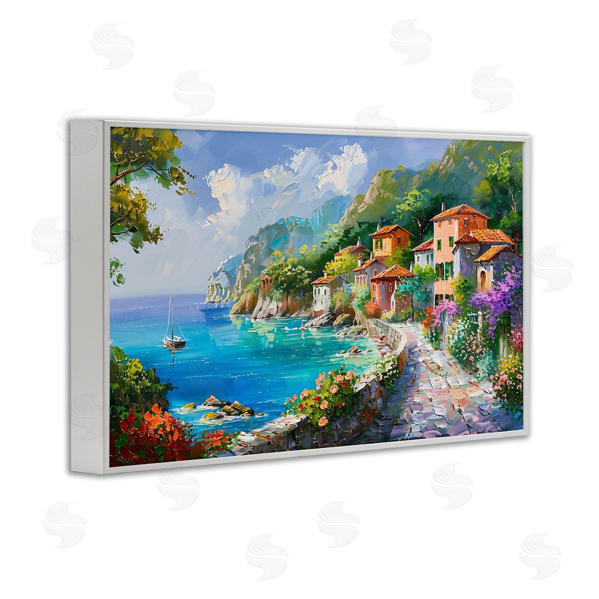Pathway Along Coast White Frame Print Wall Art, Home Decor by LSR Design Studio