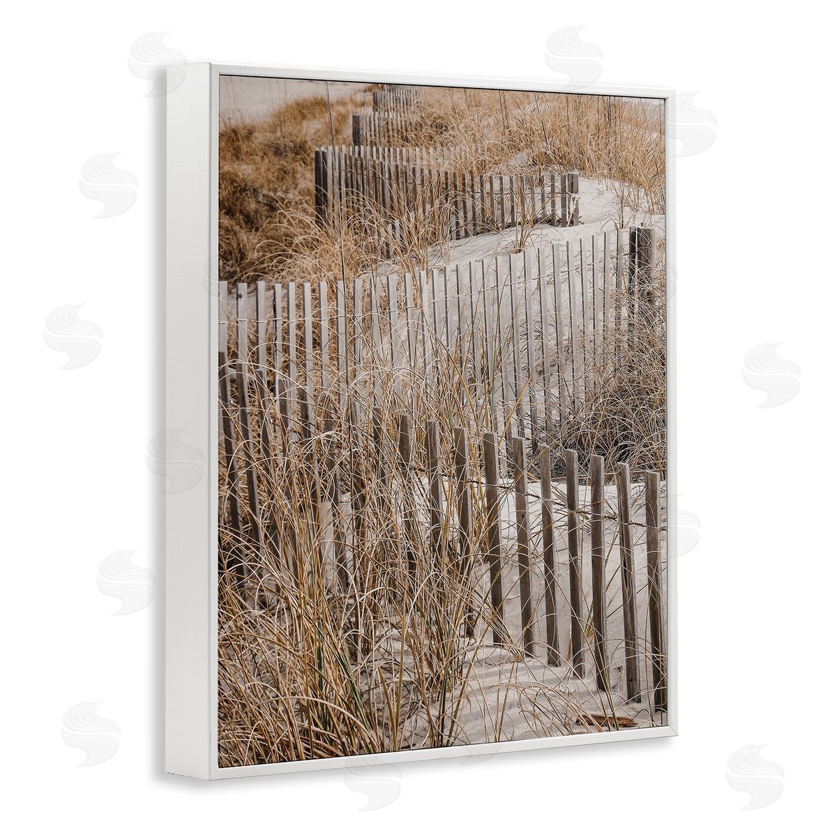 Snaking Beach Fence White Frame Print Wall Art, Home Decor by LSR Design Studio