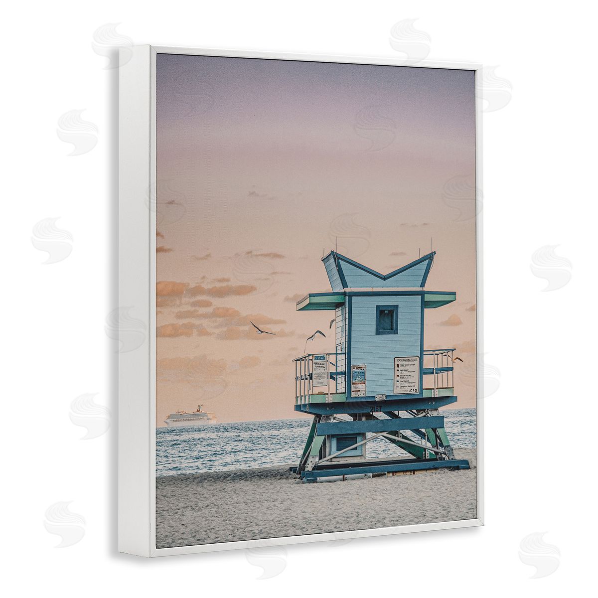 Miami Lifeguard Stand White Frame Print Wall Art, Home Decor by LSR Design Studio