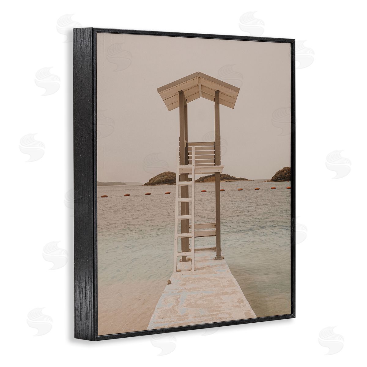 Beach Lifeguard Lookout Black Frame Print Wall Art, Home Decor by LSR Design Studio