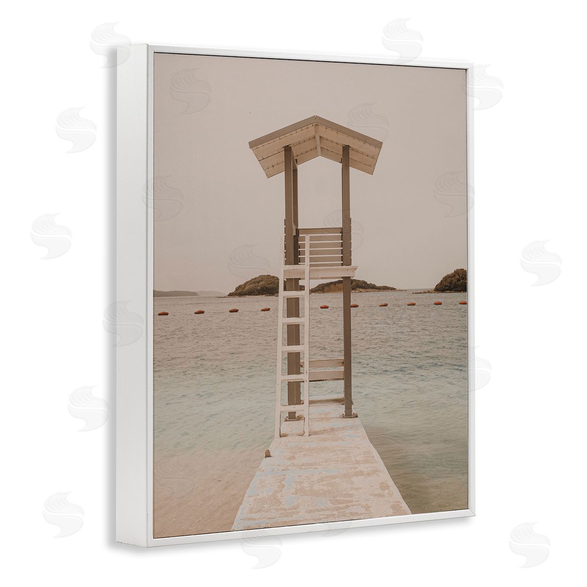 Beach Lifeguard Lookout White Frame Print Wall Art, Home Decor by LSR Design Studio