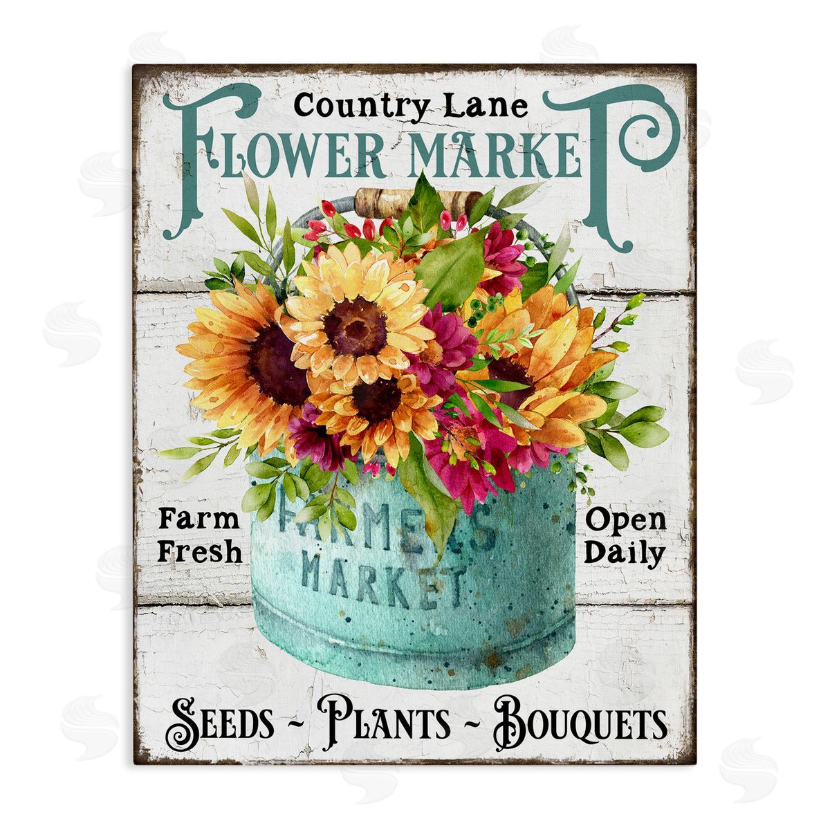 Country Lane Flower Market Canvas Wall Art, Home Decor by Creatif Belle