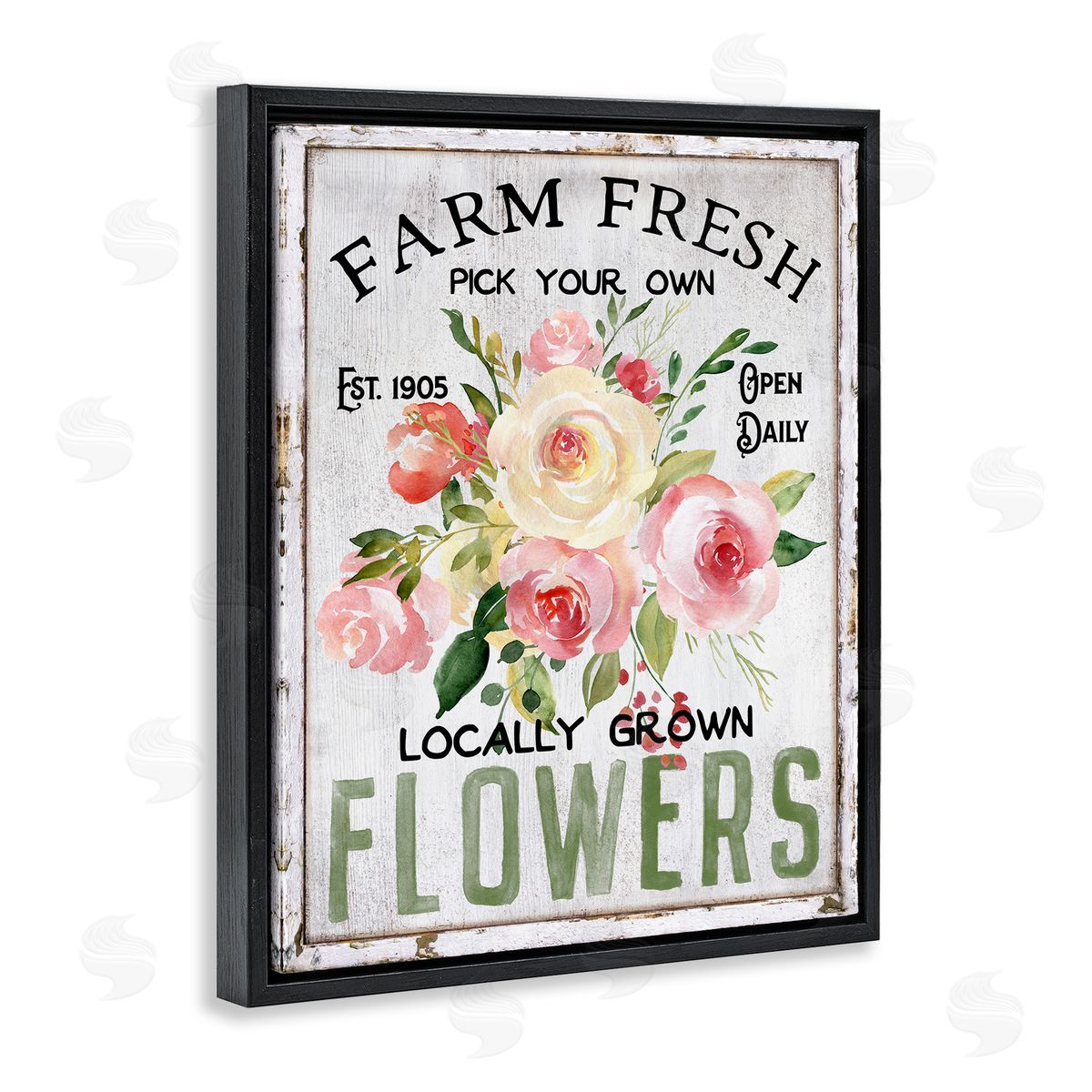 Pick Your Own Flowers Black Floating Frame Canvas Wall Art, Home Decor by Creatif Belle
