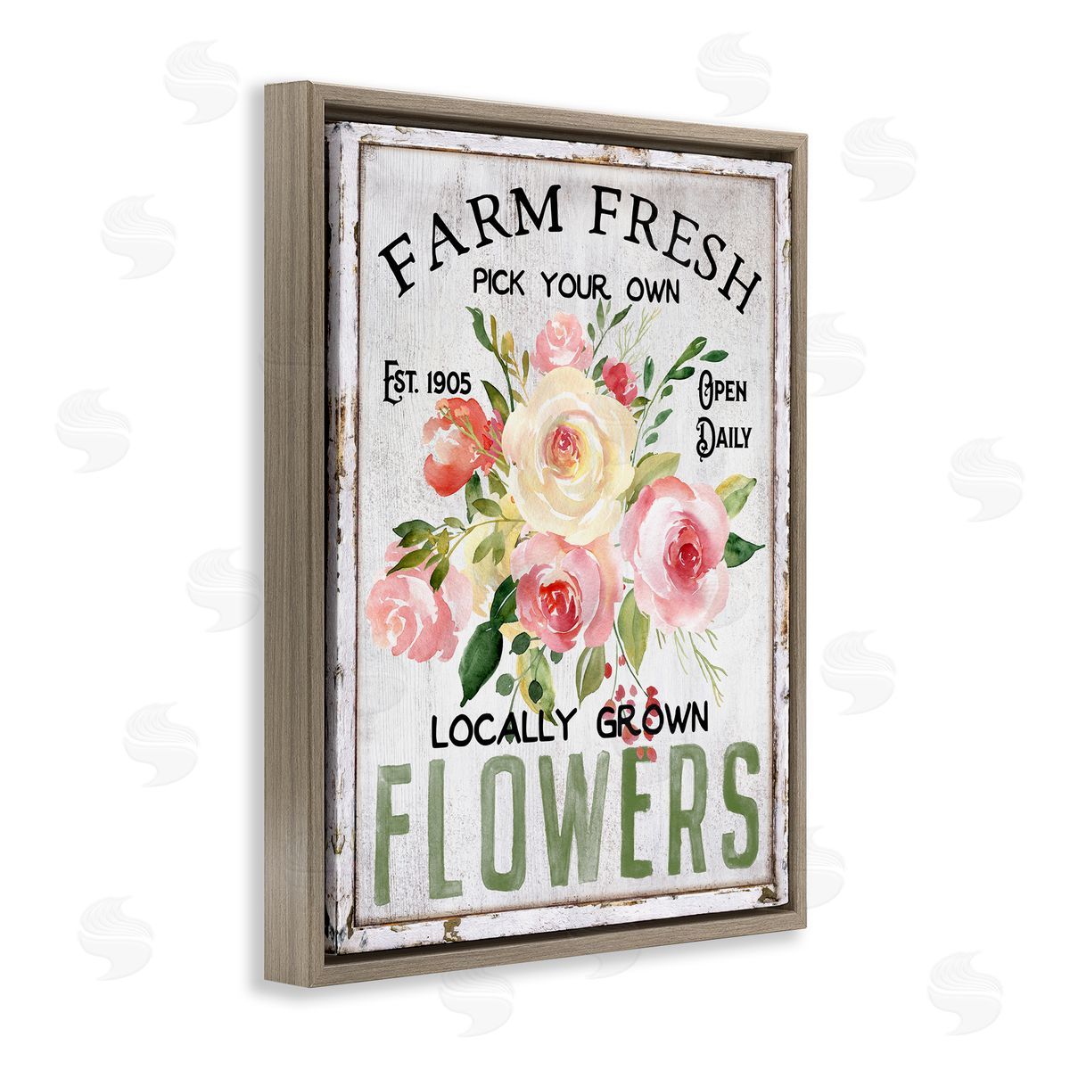 Pick Your Own Flowers Brown Floating Frame Canvas Wall Art, Home Decor by Creatif Belle