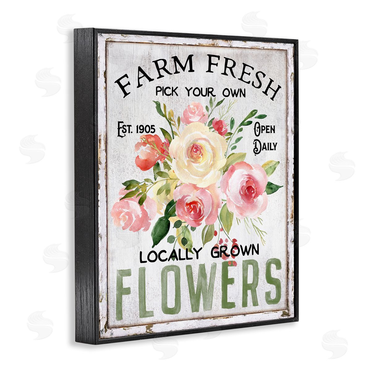 Pick Your Own Flowers Black Frame Print Wall Art, Home Decor by Creatif Belle