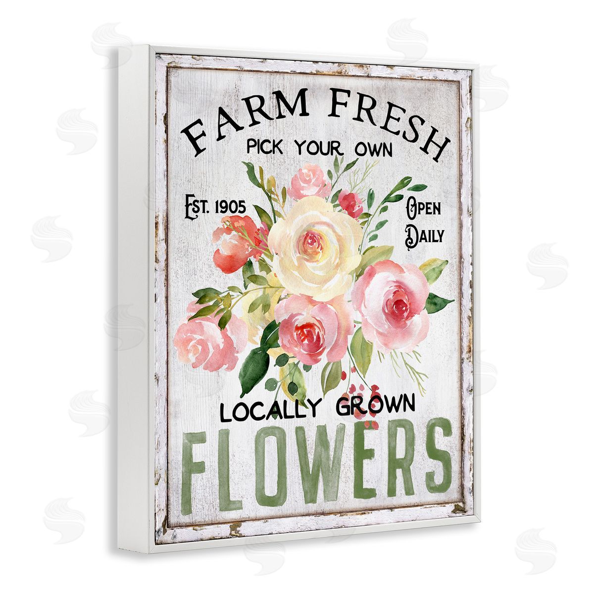 Pick Your Own Flowers White Frame Print Wall Art, Home Decor by Creatif Belle