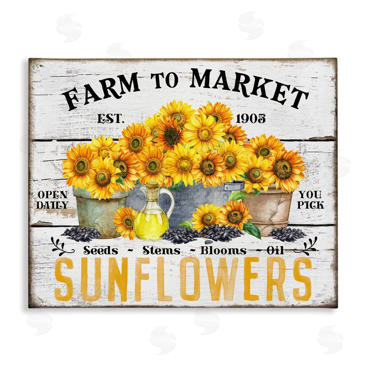 Farm To Market Sunflowers Canvas Wall Art, Home Decor by Creatif Belle