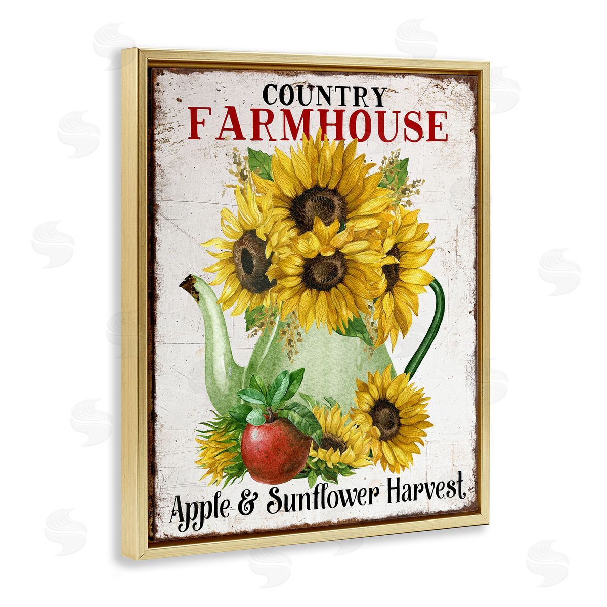 Country Sunflower Harvest Gold Floating Frame Canvas Wall Art, Home Decor by Creatif Belle
