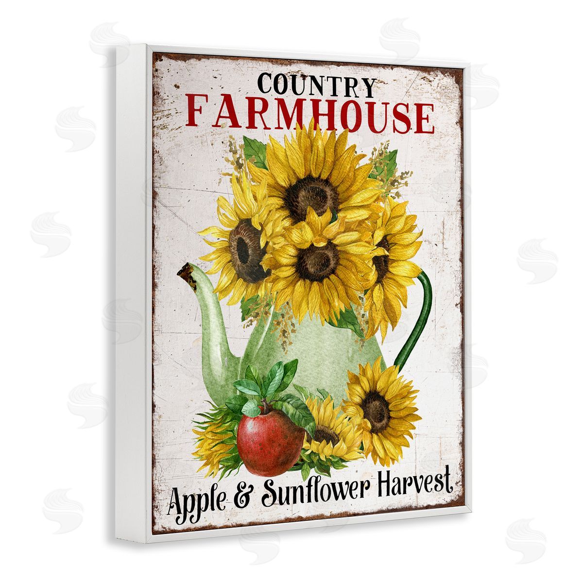 Country Sunflower Harvest White Frame Print Wall Art, Home Decor by Creatif Belle