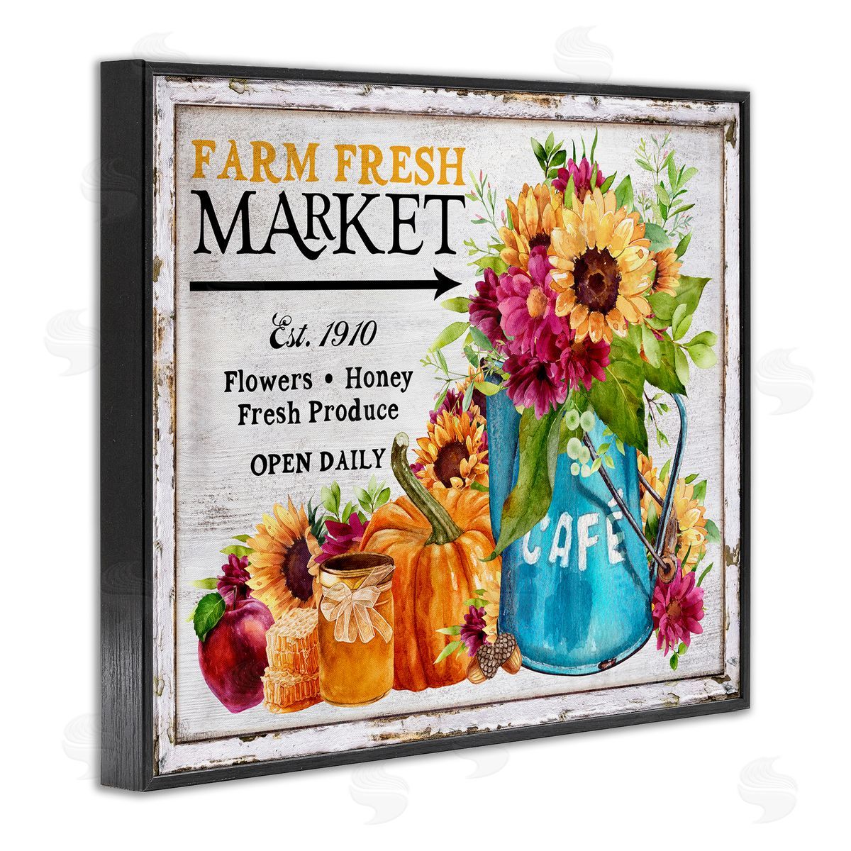 Fall Farm Market Black Frame Print Wall Art, Home Decor by Creatif Belle