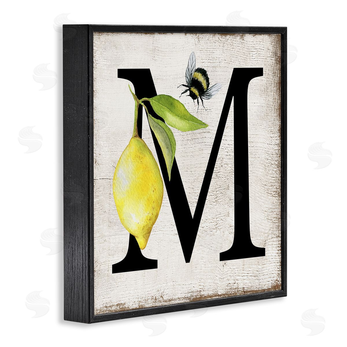 Lemon & Bee M Letter Black Frame Print Wall Art, Home Decor by Creatif Belle