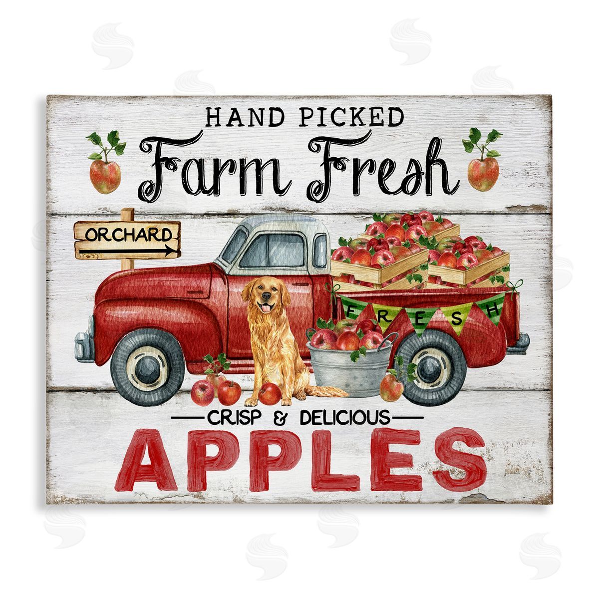 Farm Fresh Apples Truck Canvas Wall Art, Home Decor by Creatif Belle