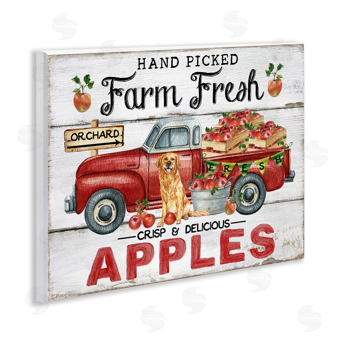 Farm Fresh Apples Truck Wood Plaque Wall Art, Home Decor by Creatif Belle