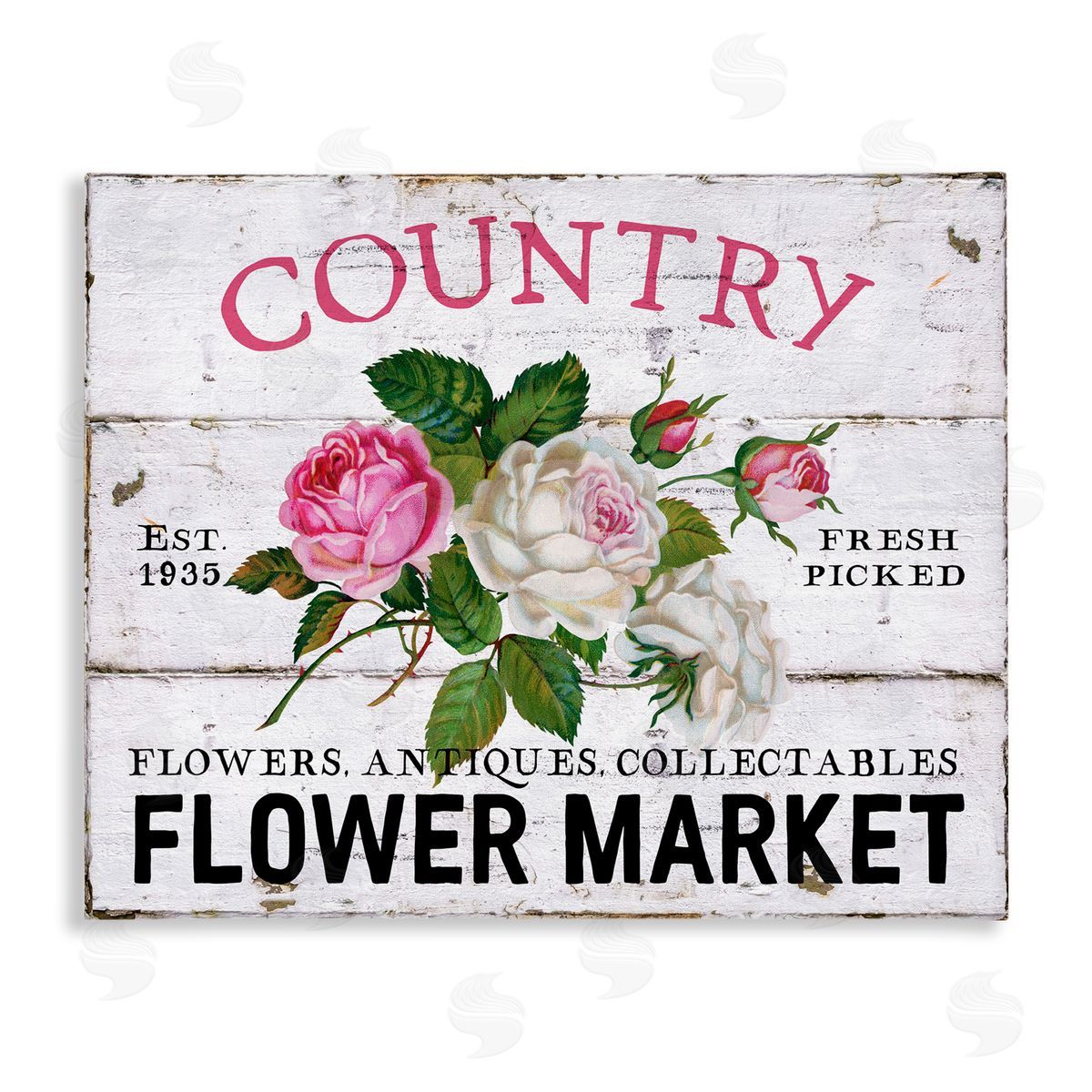 Pink Country Flower Market Canvas Wall Art, Home Decor by Creatif Belle