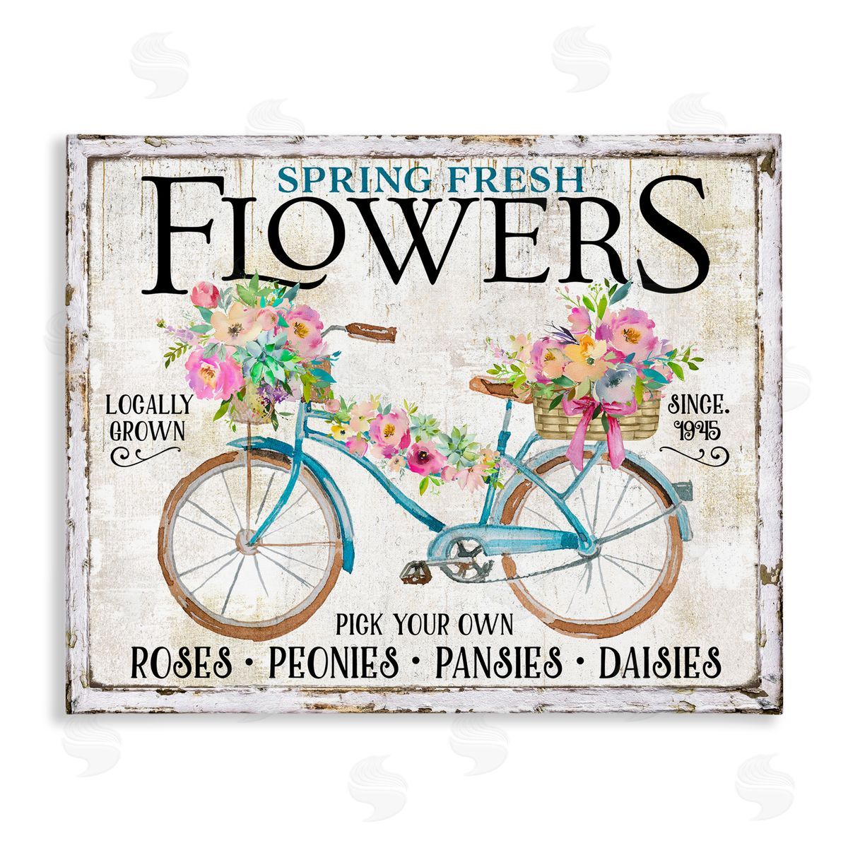Spring Fresh Flowers & Bike Canvas Wall Art, Home Decor by Creatif Belle
