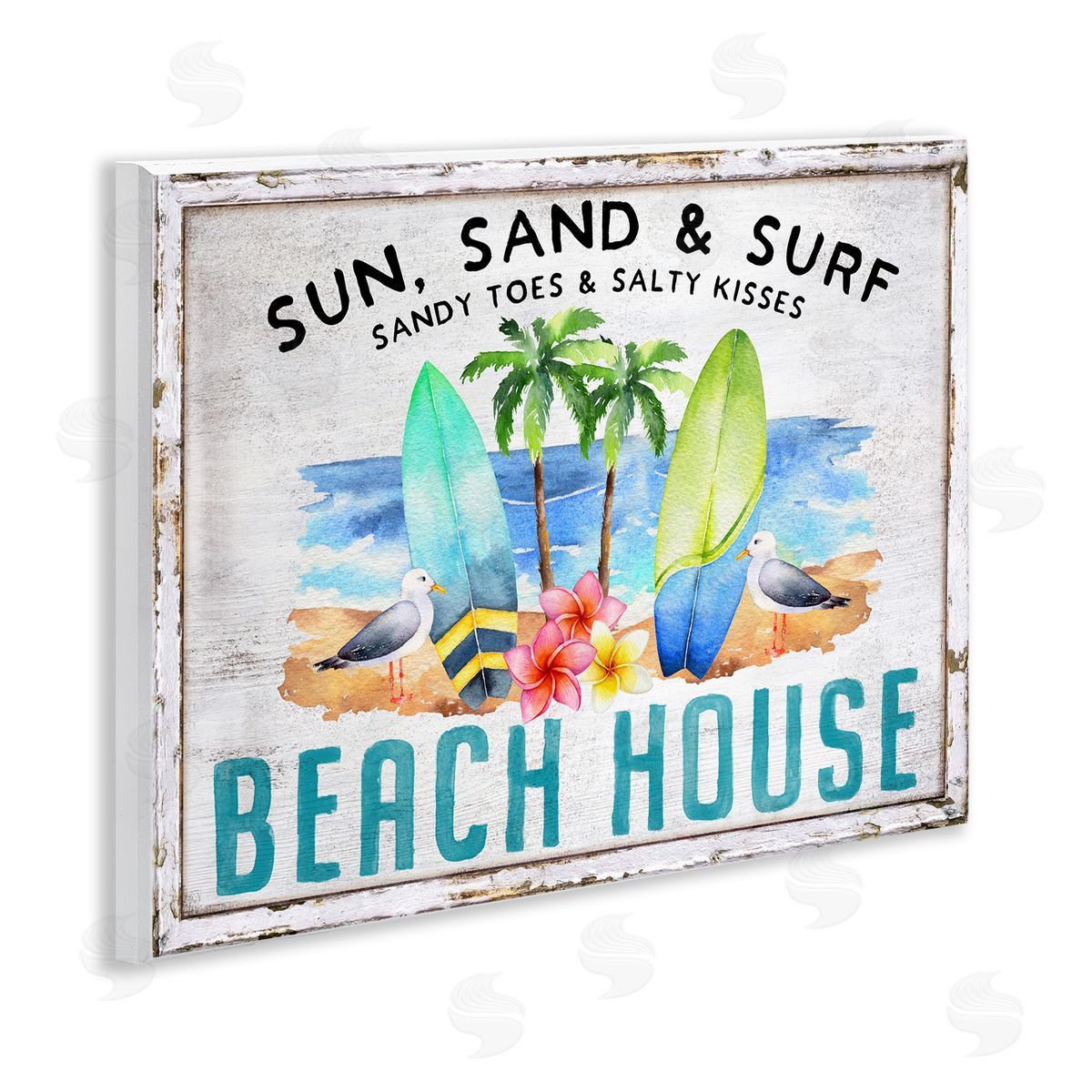 Vintage Sun Sand & Surf Wood Plaque Wall Art, Home Decor by Creatif Belle