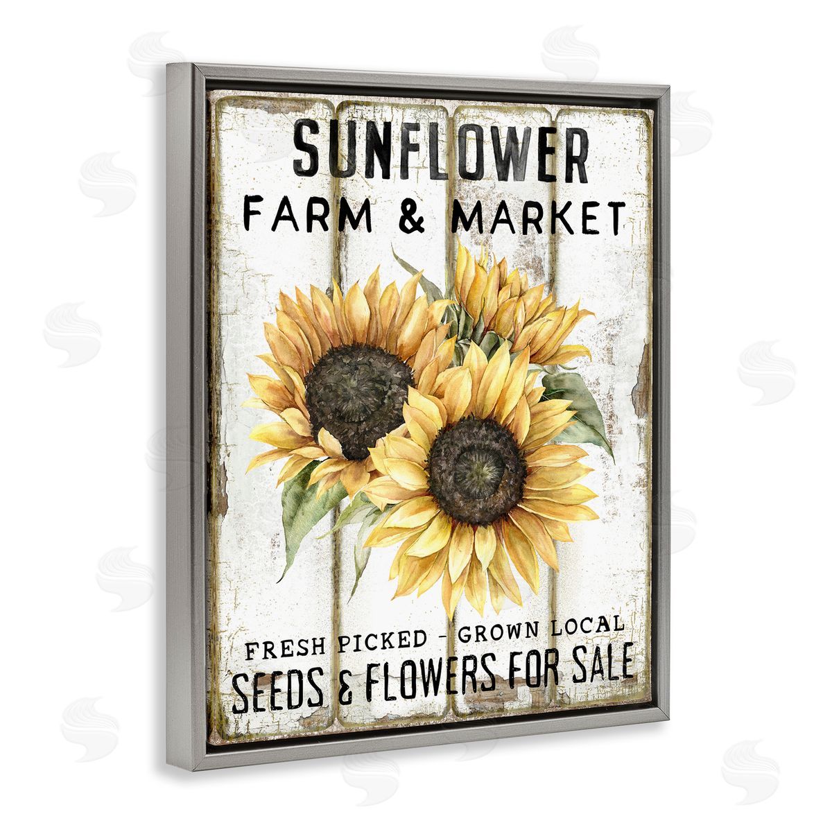 Sunflower Farm & Market Grey Floating Frame Canvas Wall Art, Home Decor by Creatif Belle