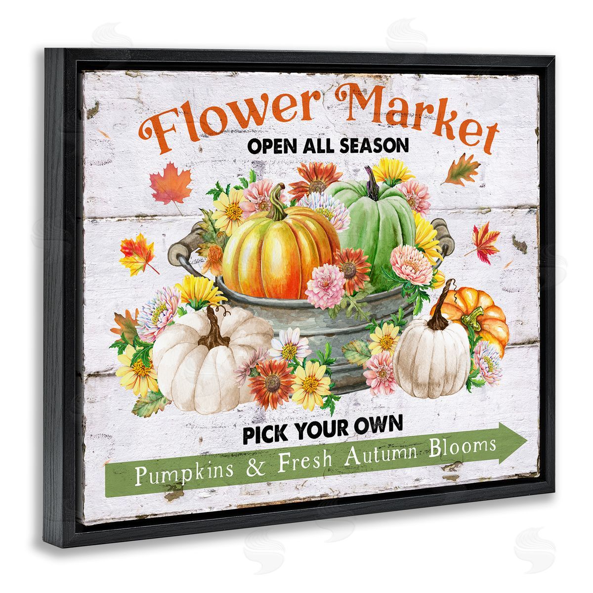Pick Your Own Fall Market Black Floating Frame Canvas Wall Art, Home Decor by Creatif Belle