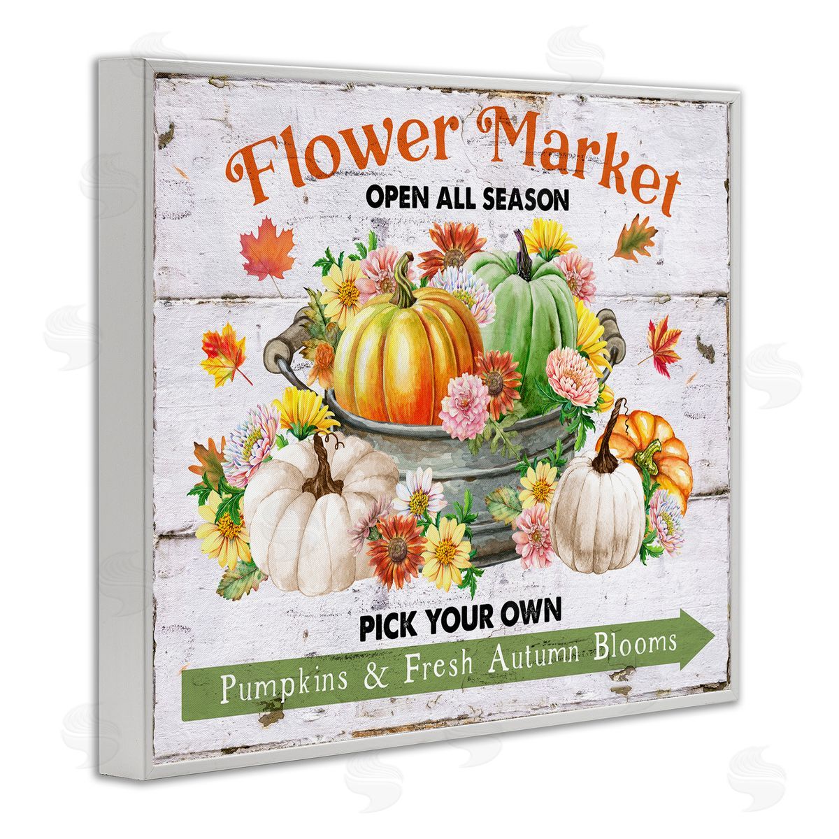 Pick Your Own Fall Market White Frame Print Wall Art, Home Decor by Creatif Belle