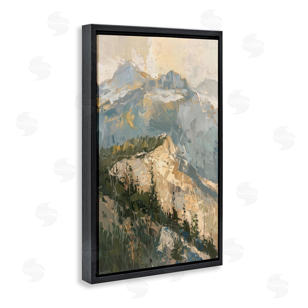 Rugged Mountains View Black Floating Frame Canvas Wall Art, Home Decor by Petal Prints Design