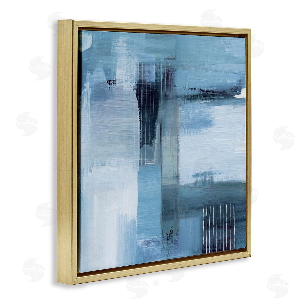 Woven Paint Streaks Gold Floating Frame Canvas Wall Art, Home Decor by Susan Jill