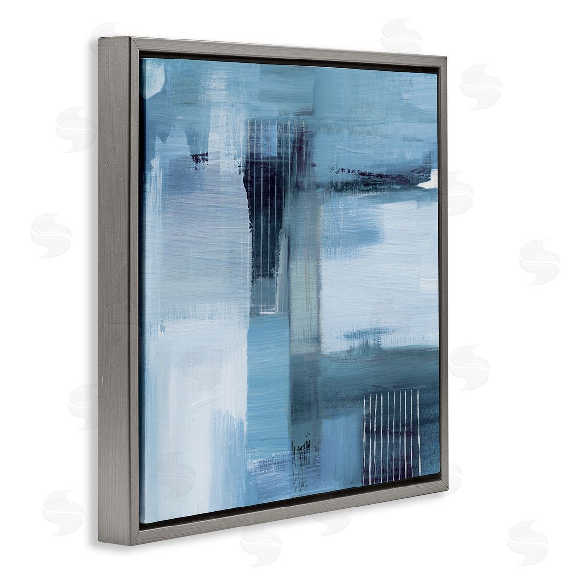 Woven Paint Streaks Grey Floating Frame Canvas Wall Art, Home Decor by Susan Jill