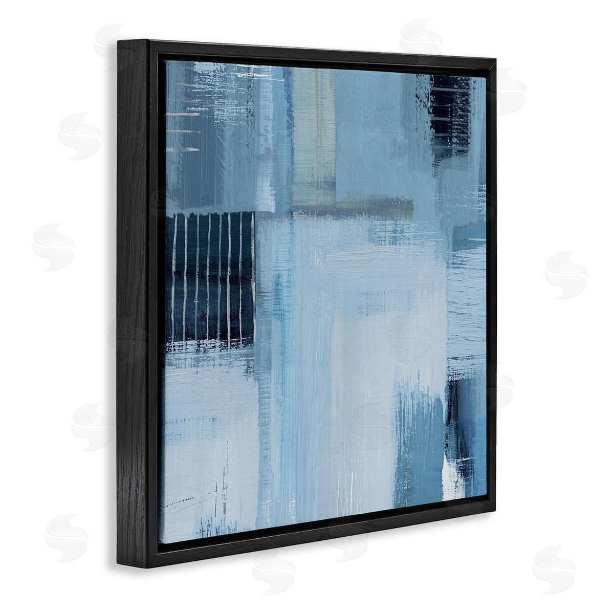 Crosshatched Woven Abstract Black Floating Frame Canvas Wall Art, Home Decor by Susan Jill