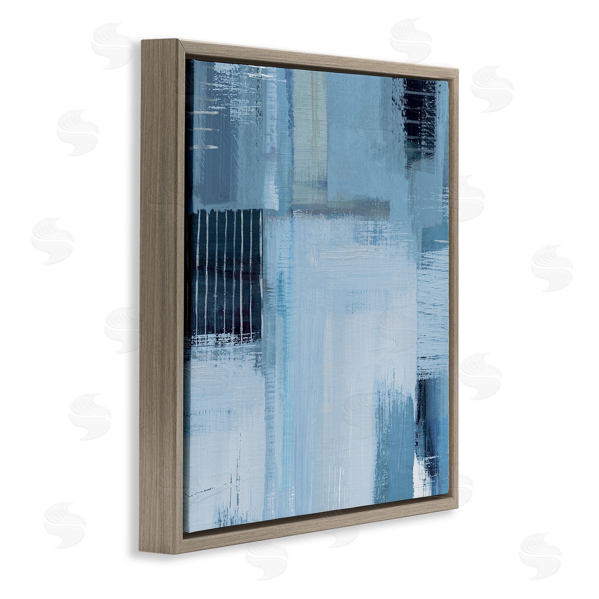 Crosshatched Woven Abstract Brown Floating Frame Canvas Wall Art, Home Decor by Susan Jill