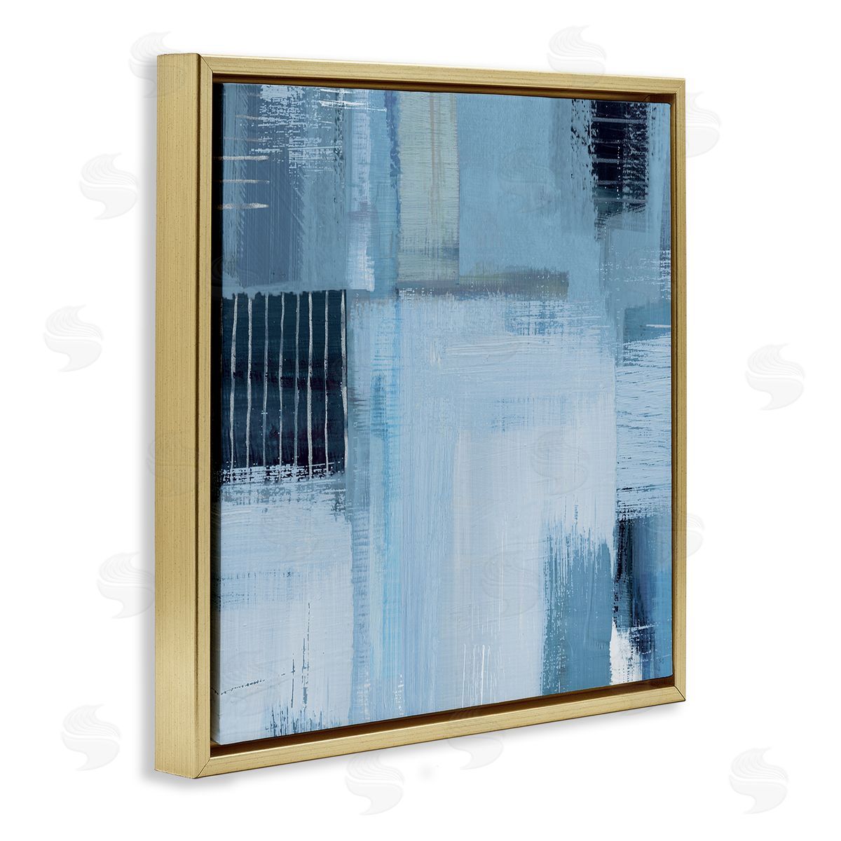 Crosshatched Woven Abstract Gold Floating Frame Canvas Wall Art, Home Decor by Susan Jill