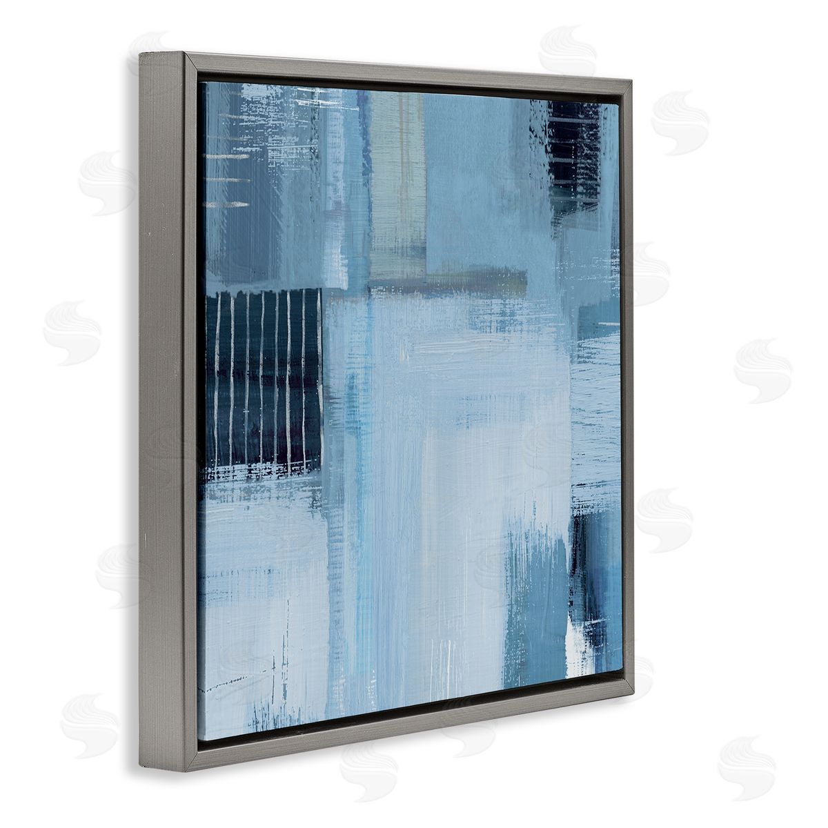 Crosshatched Woven Abstract Grey Floating Frame Canvas Wall Art, Home Decor by Susan Jill