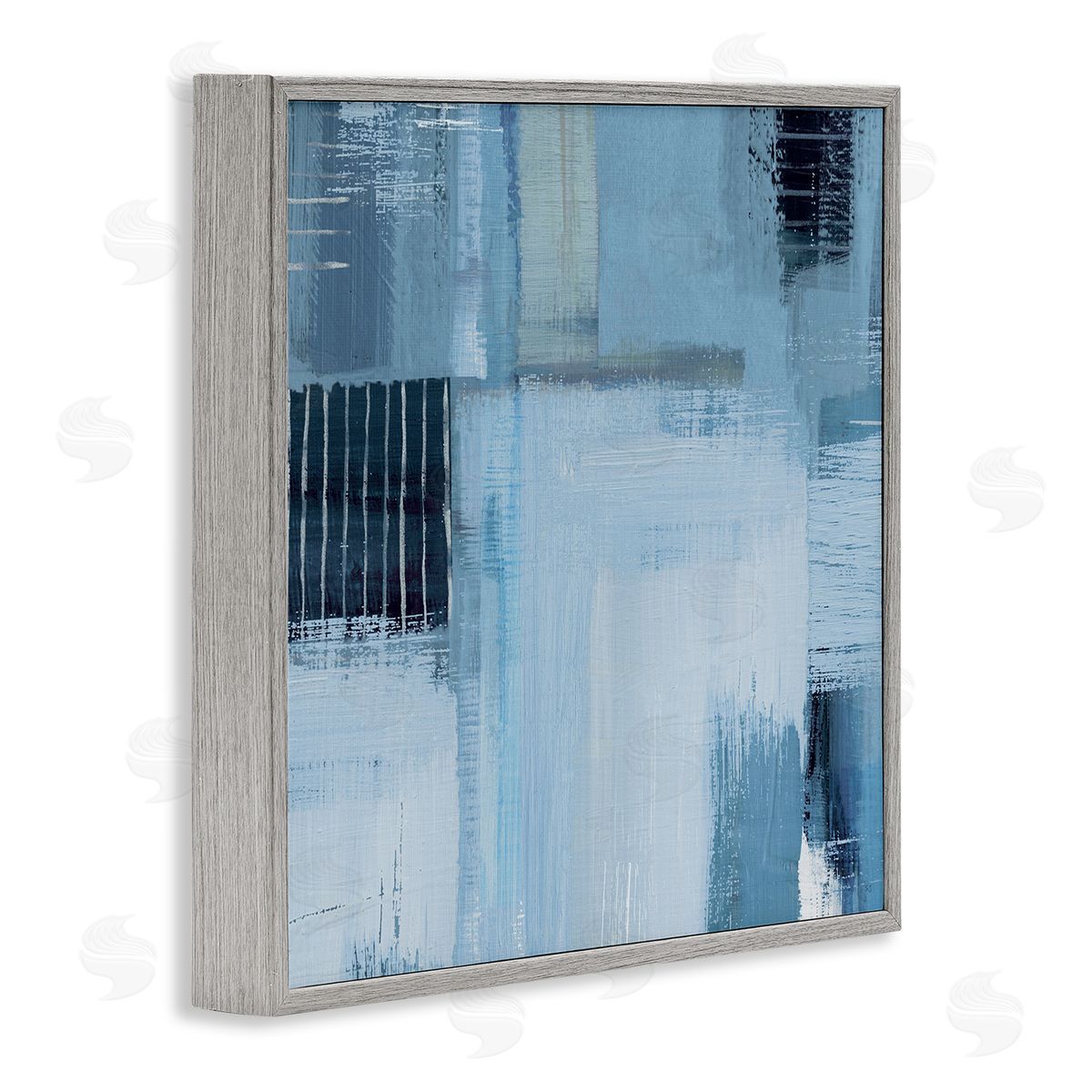 Crosshatched Woven Abstract Grey Frame Print Wall Art, Home Decor by Susan Jill